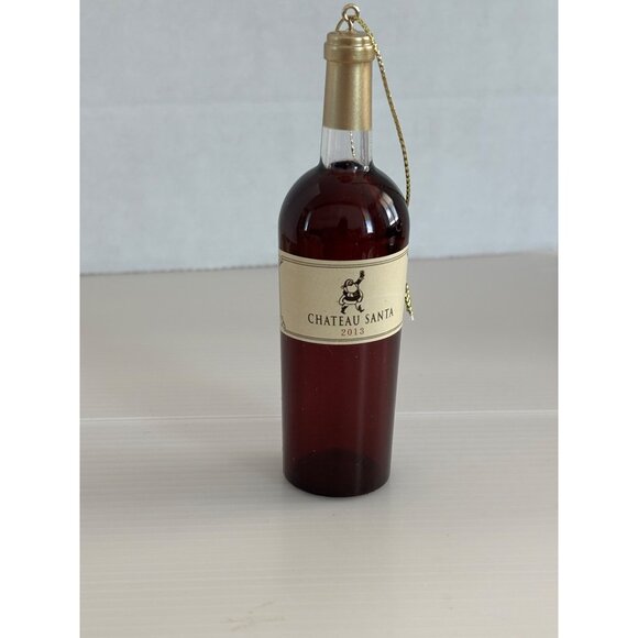 Chateau Santa 2013 Christmas Ornament Wine Bottle Design Red & Gold - Picture 1 of 3